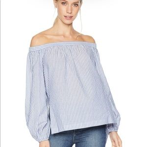 Striped blue and white off the shoulder top
